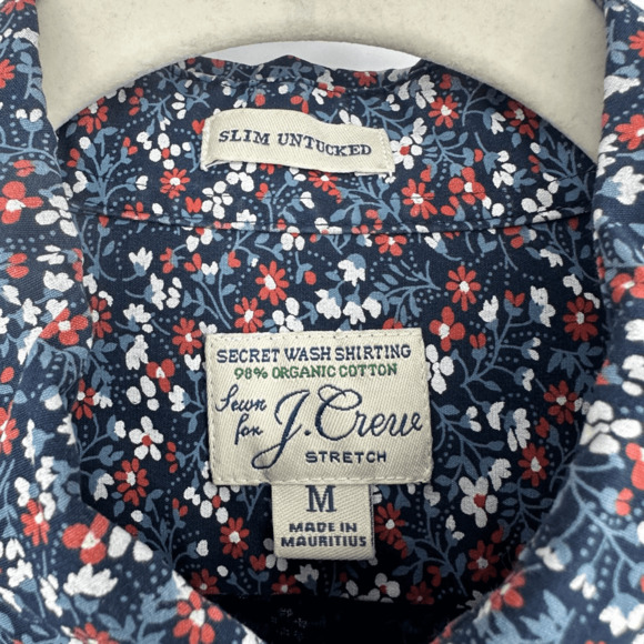 J. Crew Mens Secret Wash Organic Cotton Button Down Shirt Floral Slim Bohemian - Picture 3 of 8